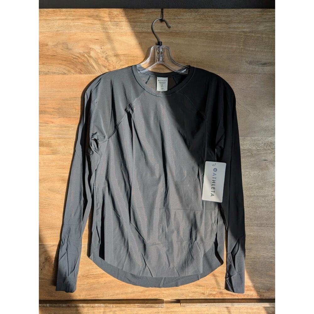 Athleta Ultimate Mesh Top Women 2XS Black Active Athleisure Breathable Quick Dry